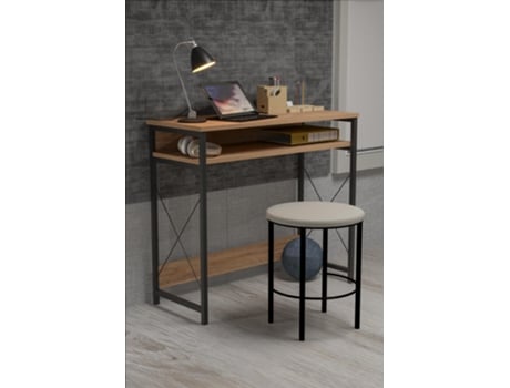 Mesa E Mesa De Computador Industrial Moderna De 90x37x78 Cm Com Prateleira Inferior, Móveis Para Escritório Ou Estudo Casa Basics