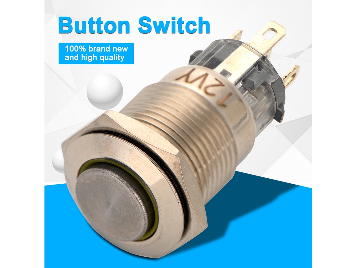 Interruptor Push button Metálico À Prova D'água com Led Auto blocante