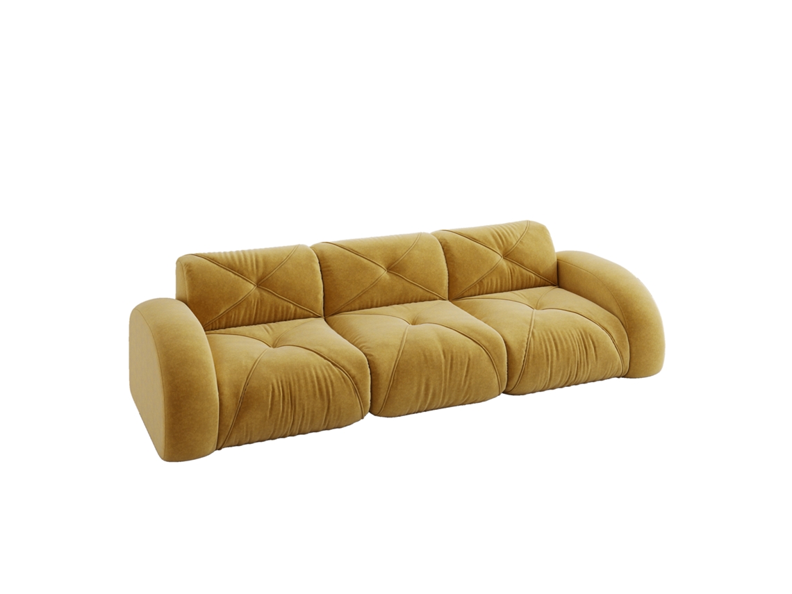 Sofá Modular 2 Lugares com Puff em Veludo Cotelê Resistente a Pets PAPRIKA SHOP