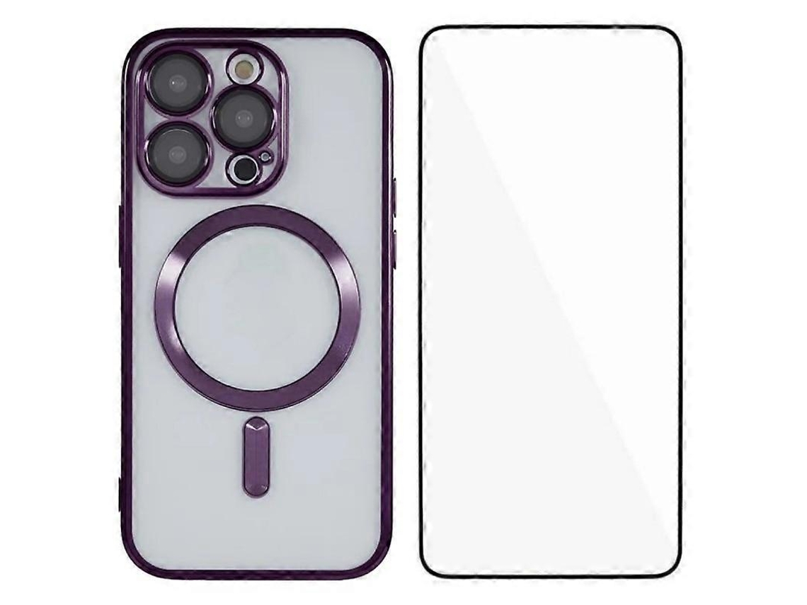Capa Magnética De Tpu Galvanizado Com Proteção Total E Vidro Temperado Para Iphone 12 Pro De 6,1 Polegadas