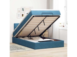 Cama Otomana Com Colchão 120x190 Cm Veludo Azul-escuro