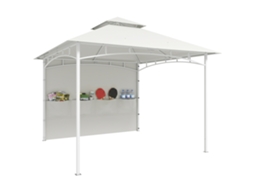 Gazebo De Creme Jardim Metálico 3x3 M Com Cortinas. Bolsos De Armazenamento E Gancho De Teto. Branco