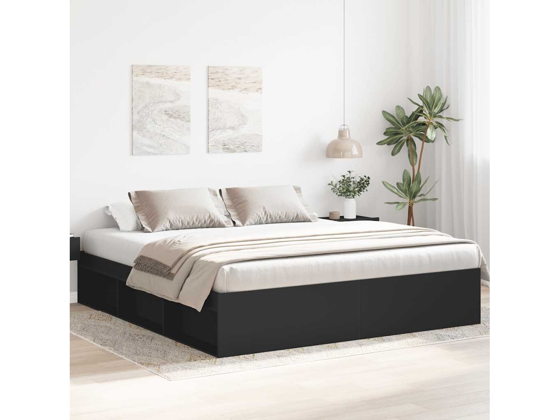 Vidaxl Estrutura De Cama Super King Size 180x200 Cm Preto