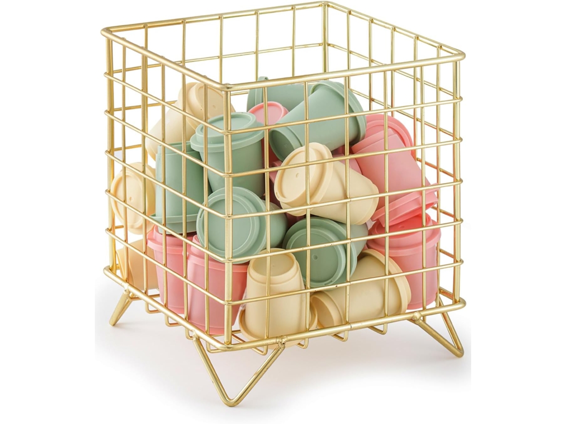 Organizador Para Cápsulas K-cup, Cesto De Armazenamento Café 13,5 Cm X 16 Metálico Acessórios Bar Bancada Grande Capacidade Cozinha