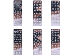 Conjunto De 6 Placas De Aço Inoxidável Fáceis De Usar Para Estampar, Com Desenhos E Flores.