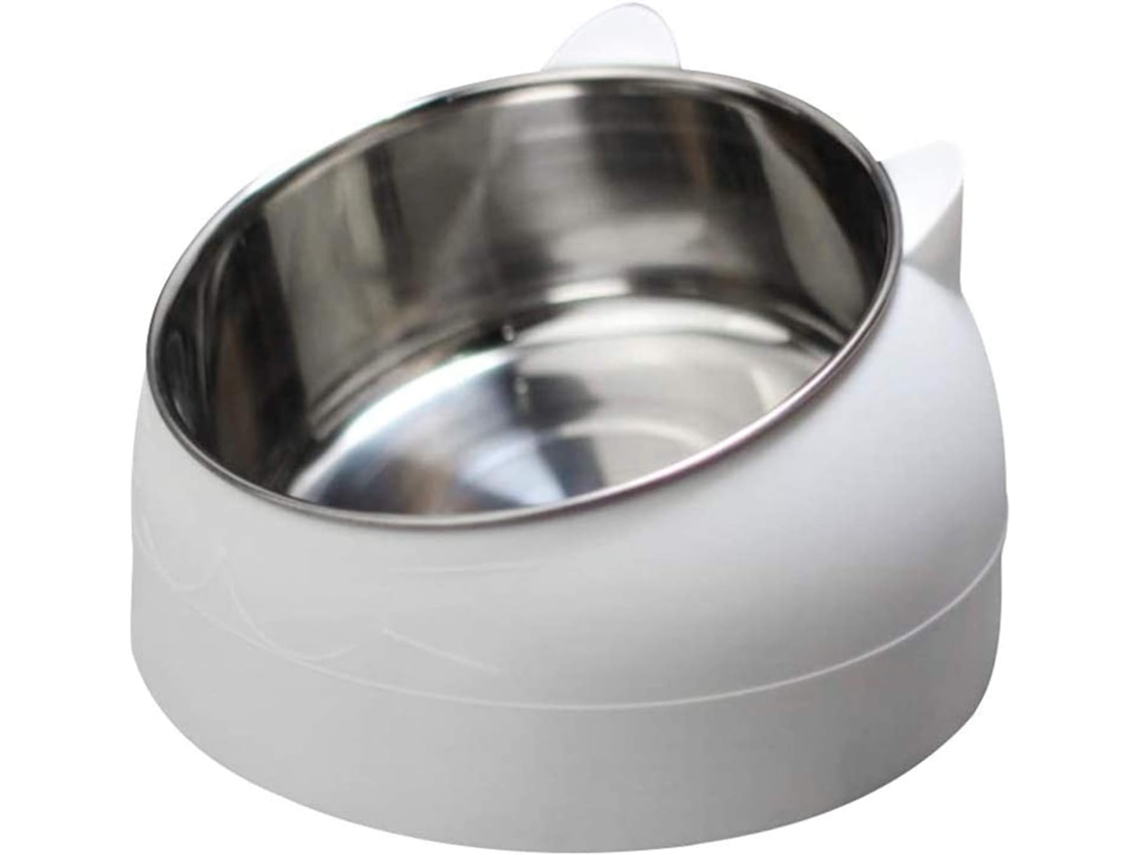 Tigela Multifuncional para Animais de Estimação em Aço Inoxidável, para Água e Comida para Gatos, Branca AQUAFORGE