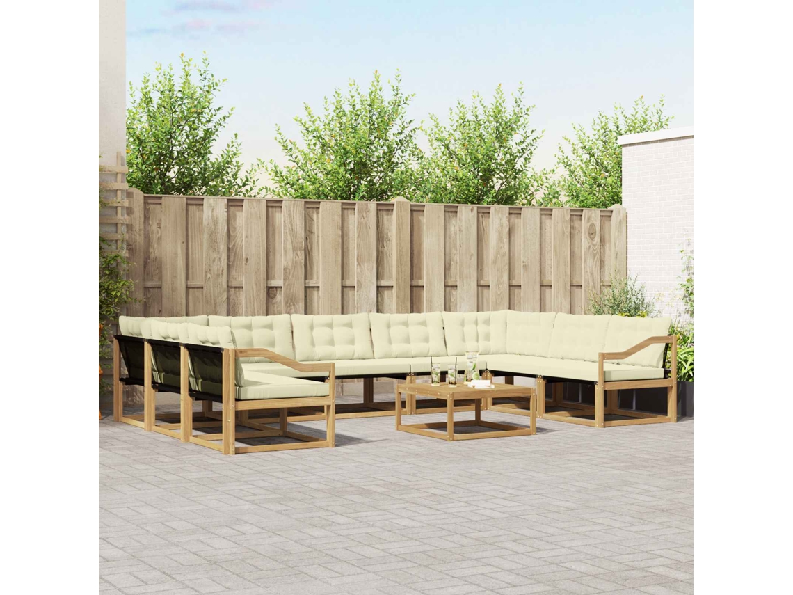 Vidaxl Conjunto De Sofás Para Exterior 10 Unid. Branco E Creme