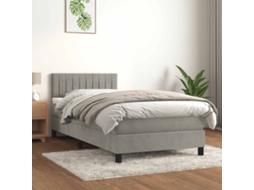 Vidaxl Cama Com Molas/colchão 80x200 Cm Veludo Cinza-claro