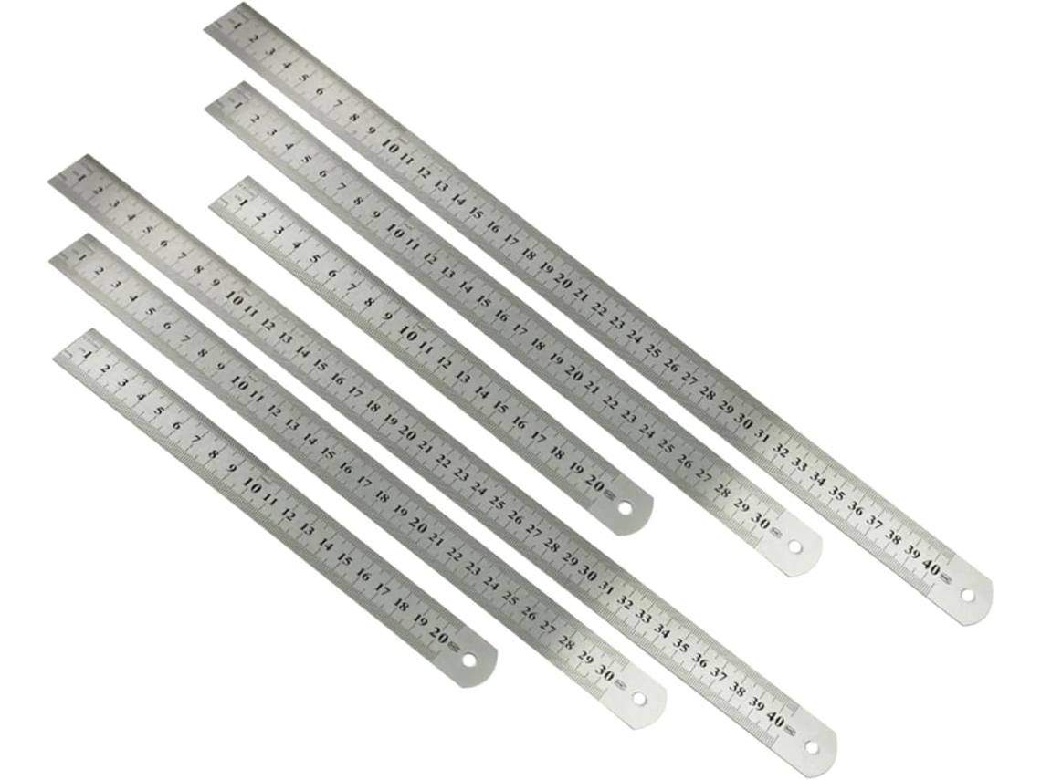 Conjunto De 6 Réguas De Aço Inoxidável Duráveis De Dupla Face Para