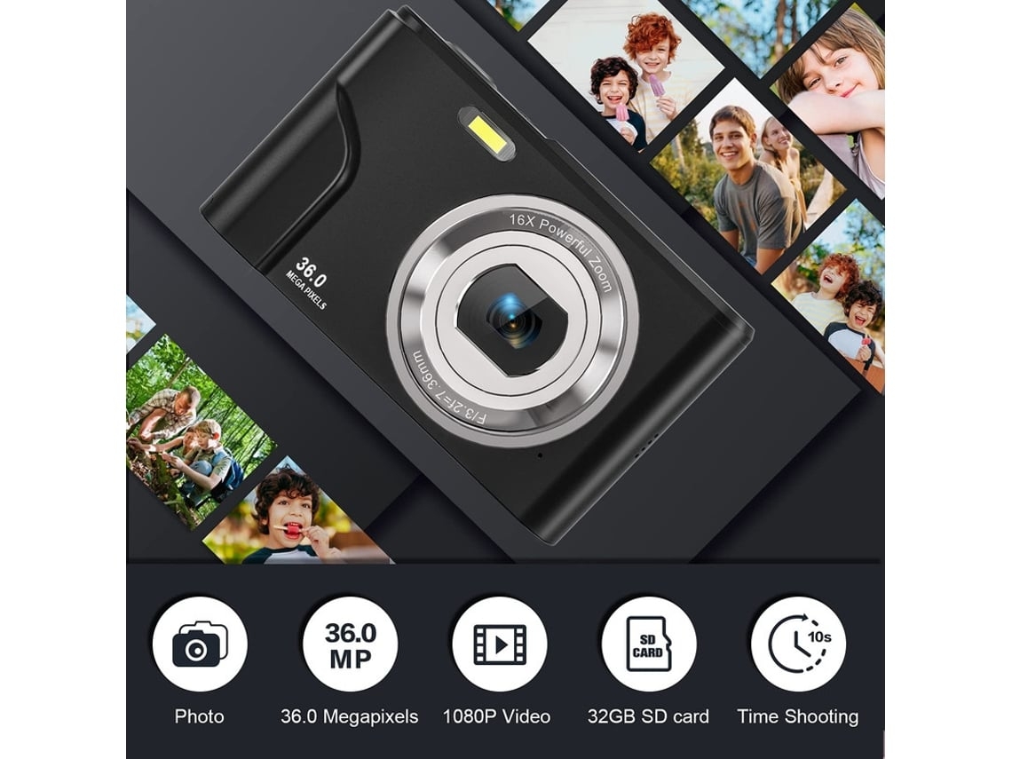 Câmera Compacta Digital SZSMART  Dc311Af 48Mp Hd Resolução 2 4 Polegadas Tela Preto (Outlet Grade A)