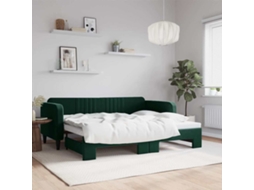 Cama De Solteiro | Camas Para Quarto | Sofá-cama Com Gavetão 90x200 Cm Veludo Verde-escuro