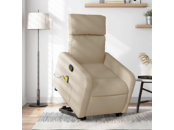 Vidaxl Poltrona Elevatória De Massagens Tecido Cor Creme