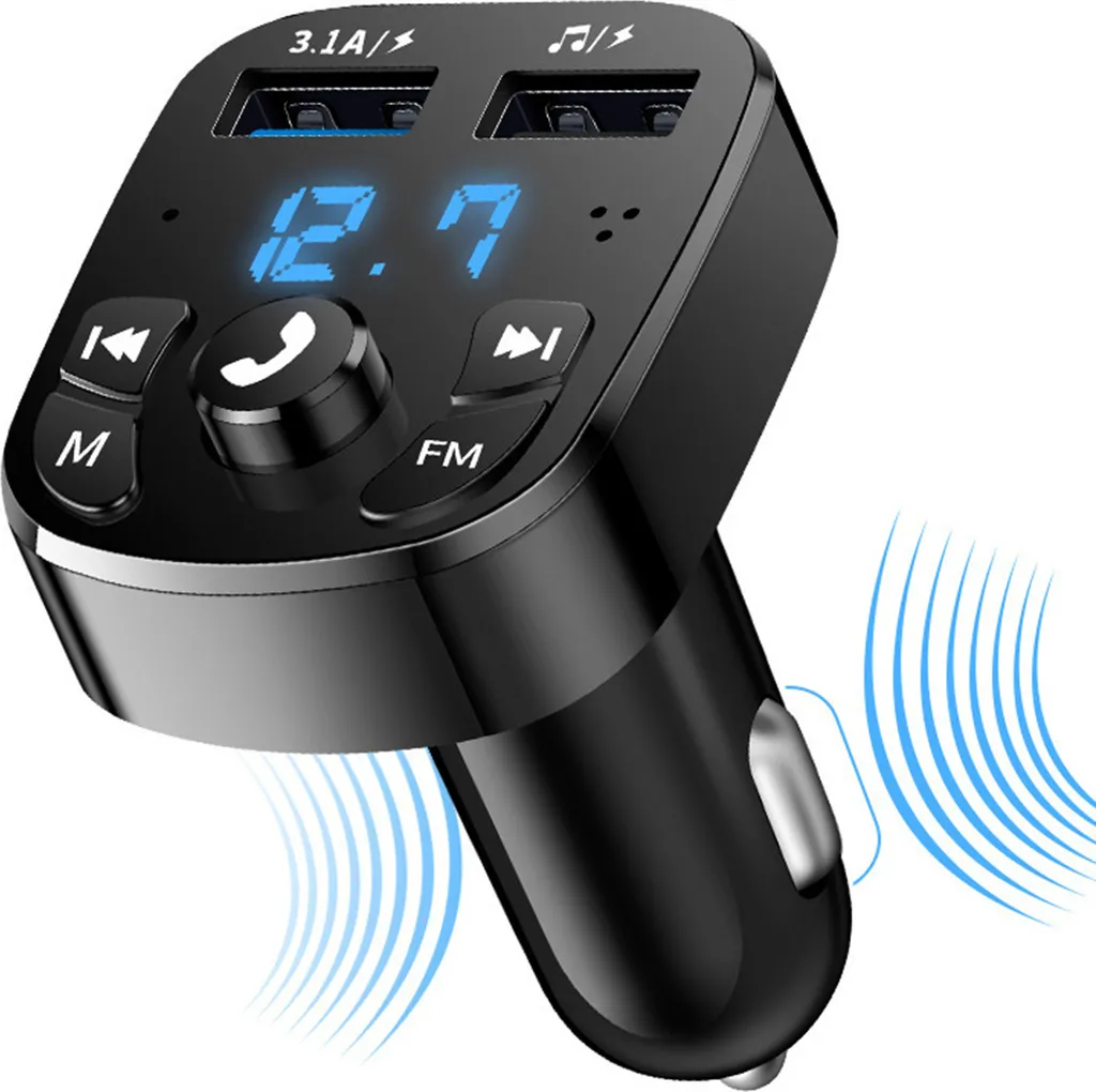 Transmissor Fm Bluetooth Veicular, Usb, Carga Rápida, Mãos-livres, Azul