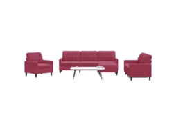 Vidaxl 4 Pcs Conjunto De Sofás Com Almofadões Veludo Vermelho Tinto