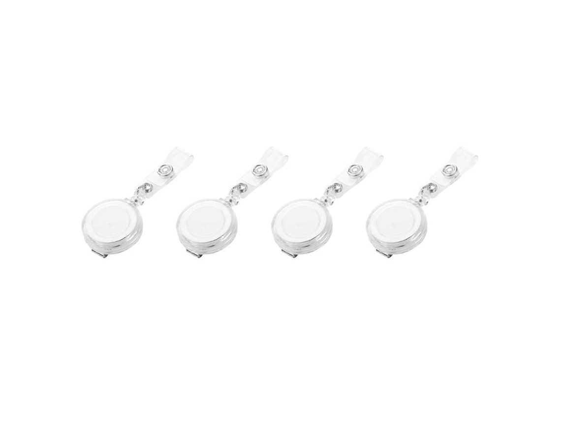 Conjunto De 4 Porta-crachás Retráteis Para Passes De Esqui Com Clipe, Na Cor Branca.