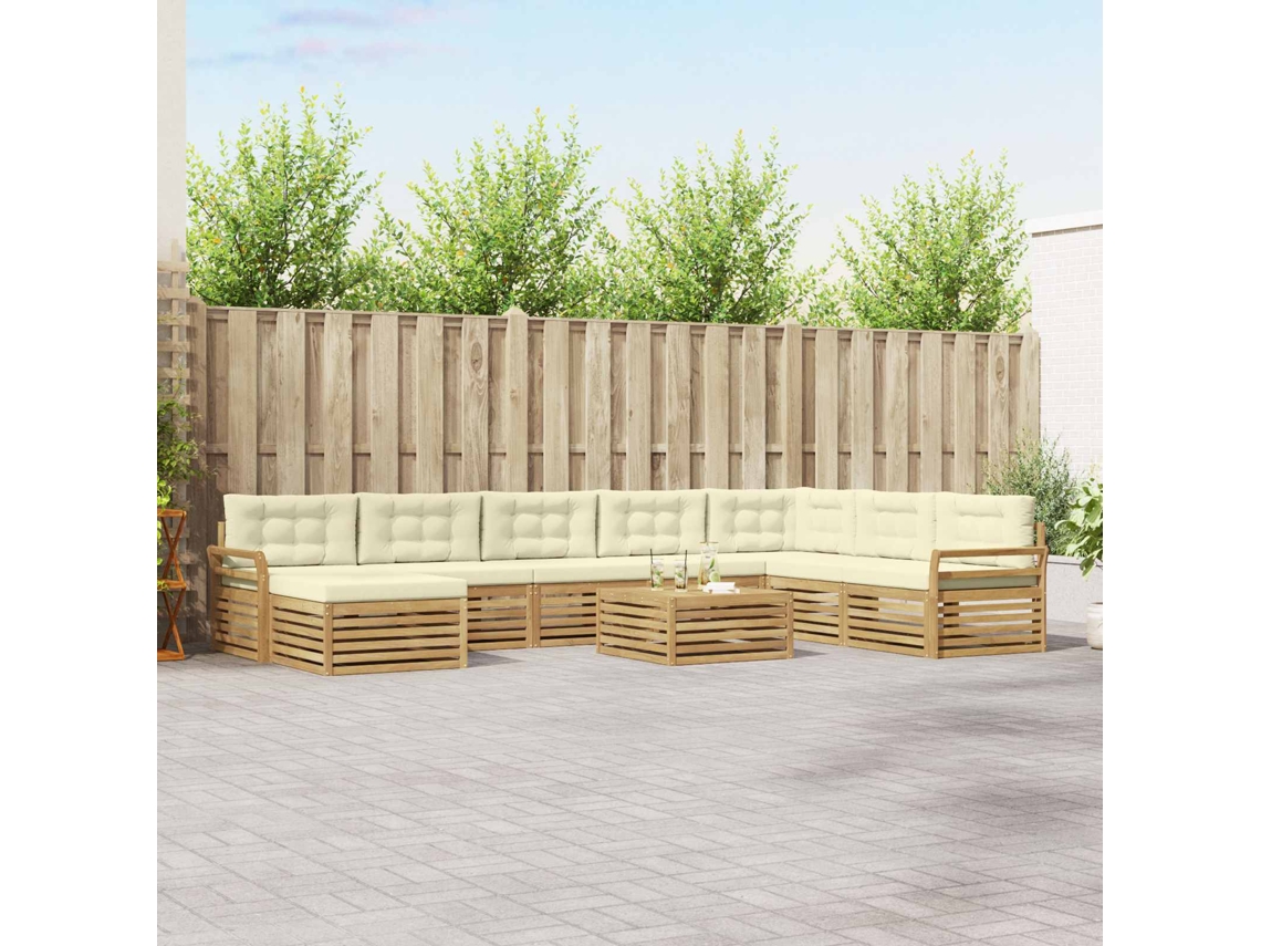 Vidaxl Conjunto De Sofás Para Exterior 9 Unid. Branco E Creme
