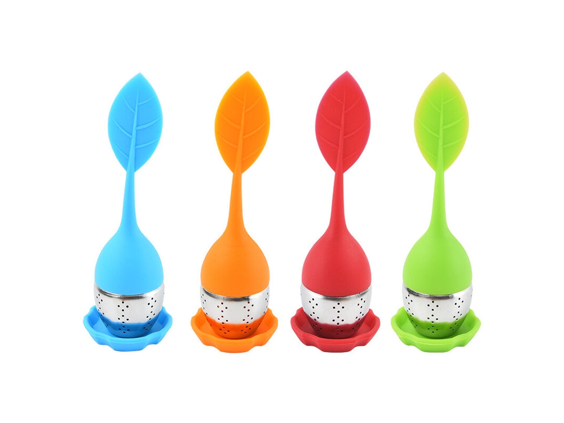 Infusor De Chá Em Aço Inoxidável Com Tampa Silicone Para Folhas Verdes, 4 Unidades