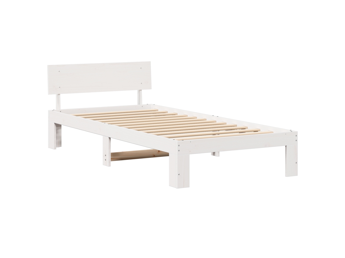 Conjunto 1 Estrutura De Cama Moderna Vidaxl Branco Madeira De Pinho Maciça (75 X 190 Cm)