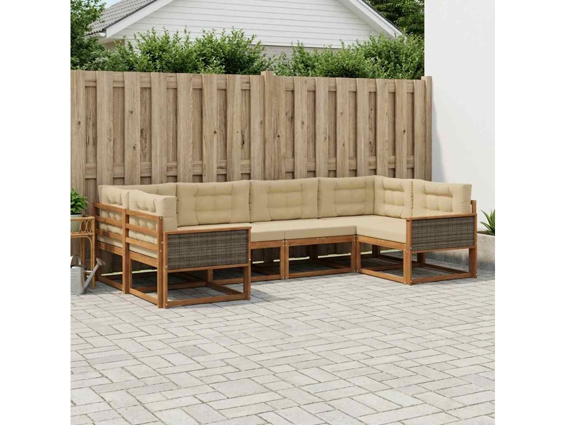 Vidaxl Conjunto De Sofás Para Exterior 6 Pcs Natural E Bege