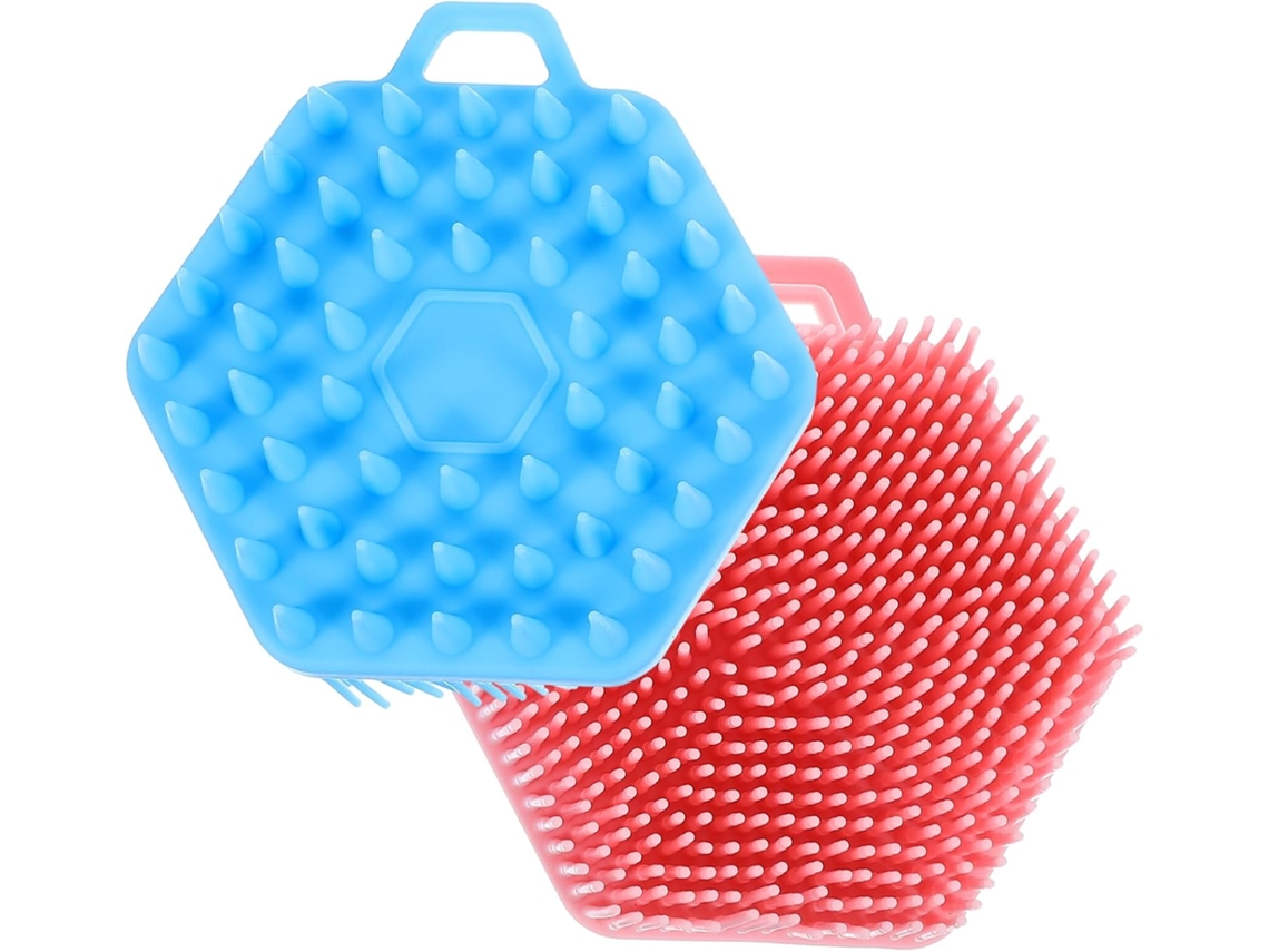 Escova De Silicone Para O Corpo, 2 Peças, Esfoliante, Bucha Vegetal, Massageador Com Pelos Para Pele Seca Ou Molhada