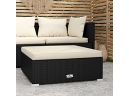 Vidaxl Apoio De Pés P/ Jardim Com Almofadão 70x70x30 Cm Vime Pe Preto