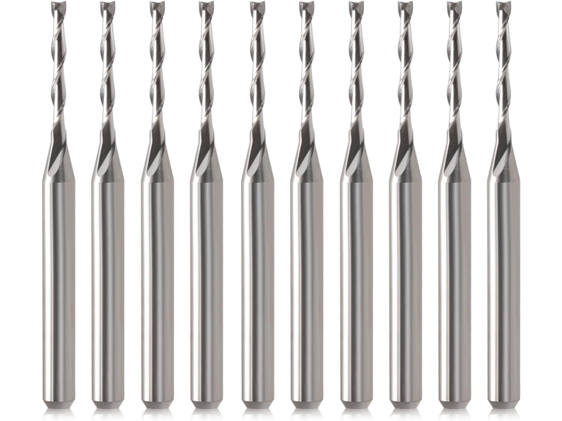 Eu_hozly 12 Peças 3,175 X 1,5 X 12 Mm Brocas Espirais 2 Sulcos Micro Fresas De Metal Duro Usinagem Cnc Brocas Para Gravação Em Madeira Zeuxo