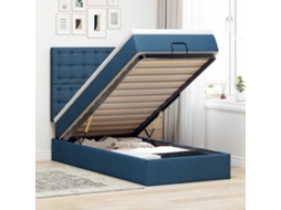 Cama Otomana Com Colchão 90x200 Cm Tecido Azul