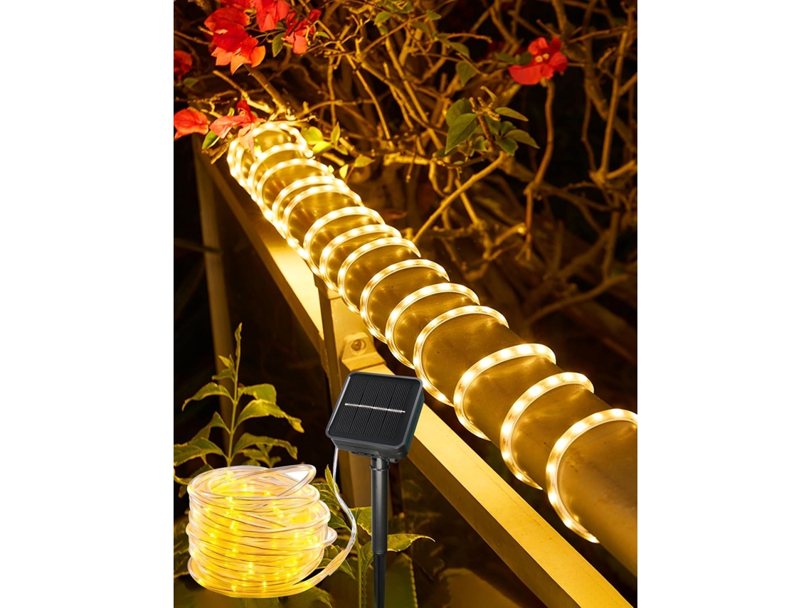 Luzes solares externas AQUAFORGE, cordão de LED com 100 Leds, decorativas para jardim
