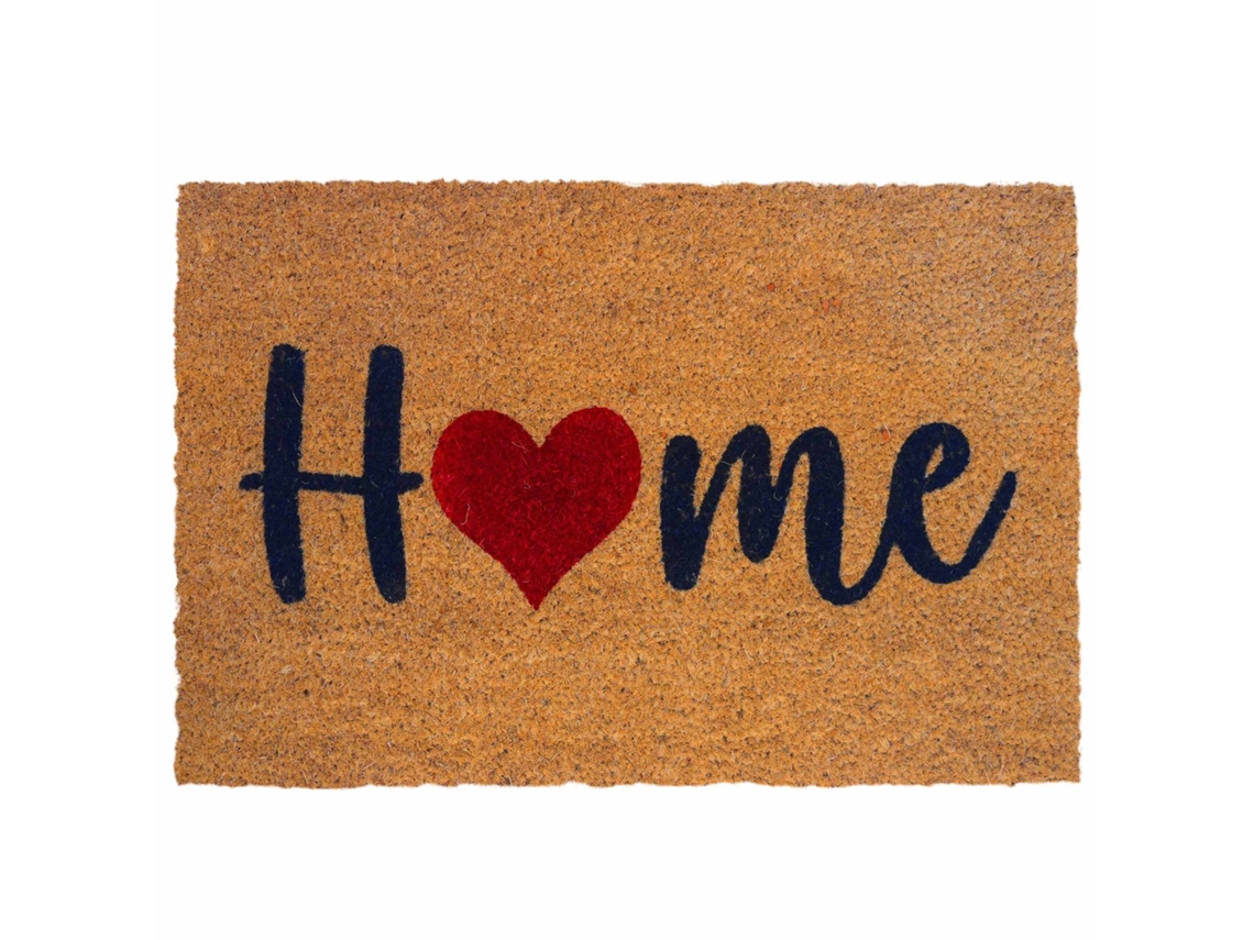 Tapete De Coco Com Design Lar E Base Pvc Antiderrapante 60x40 Cm