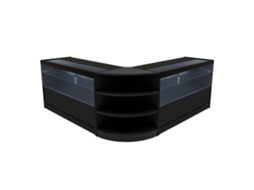Conjunto de Balcão Comercial MonsterShop Andromeda Preto, 2xC1500 1xLM60, MDF e Vidro Temperado