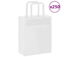 Vidaxl Sacos De Papel 250 Unid Com Alças Branco 18x8x22 Cm