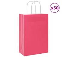 Vidaxl Sacos De Papel 50 Unid Com Alças Rosa 21x11x31 Cm