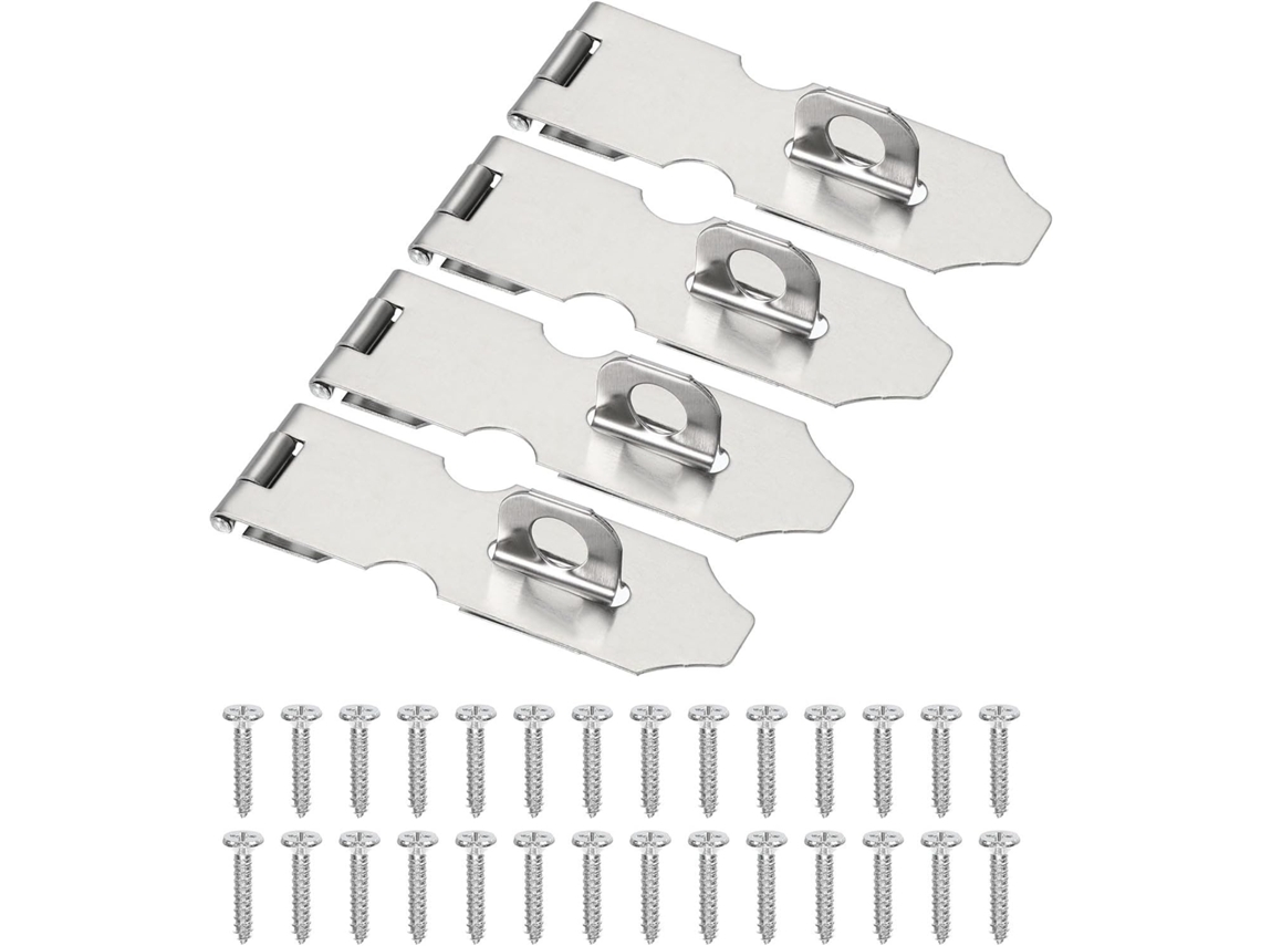 Conjunto De 4 Fechos Aço Inoxidável 9, 9cm Com Parafuso, Cor Prata