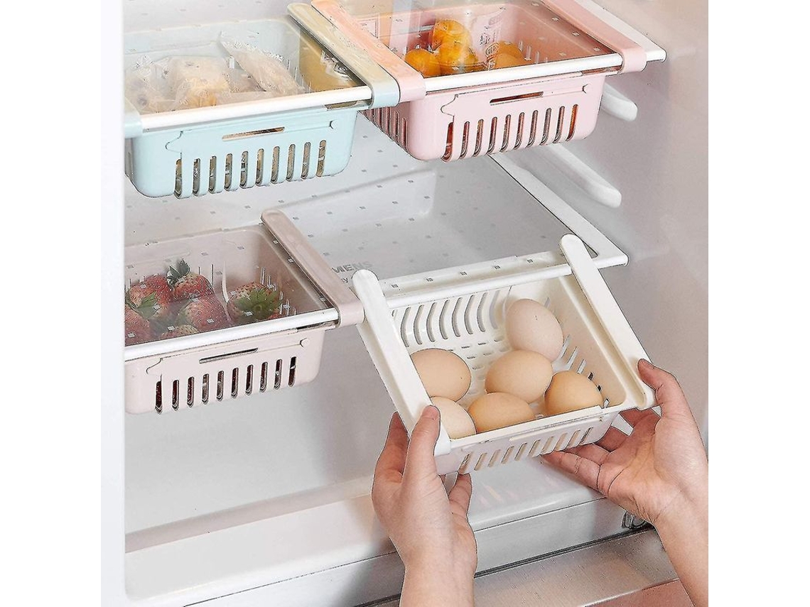 Organizador de gavetas retrátil S/MARCA, 4 peças, para verduras e frutas, plástico, deslizante