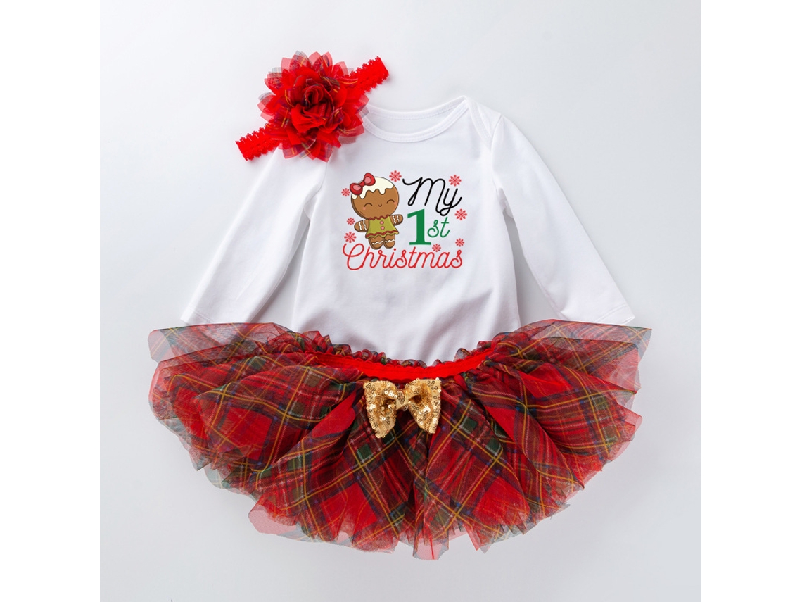 Conjunto de Saia Macacão de Bebê de Roupas de Natal 66Cm