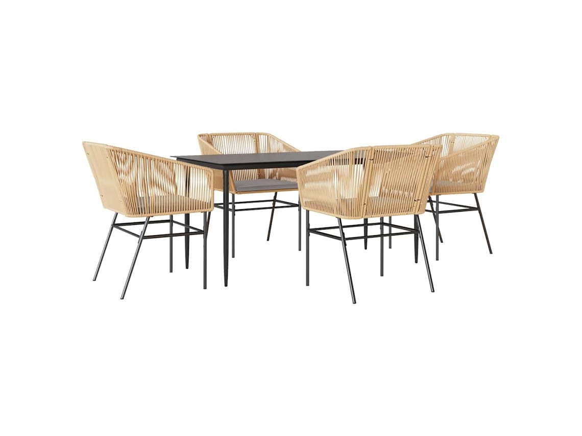 Conjunto de Jantar Jardim 5 Peças com Almofadas e Vidro Vime Pe Castanho MAISON EXCLUSIVE