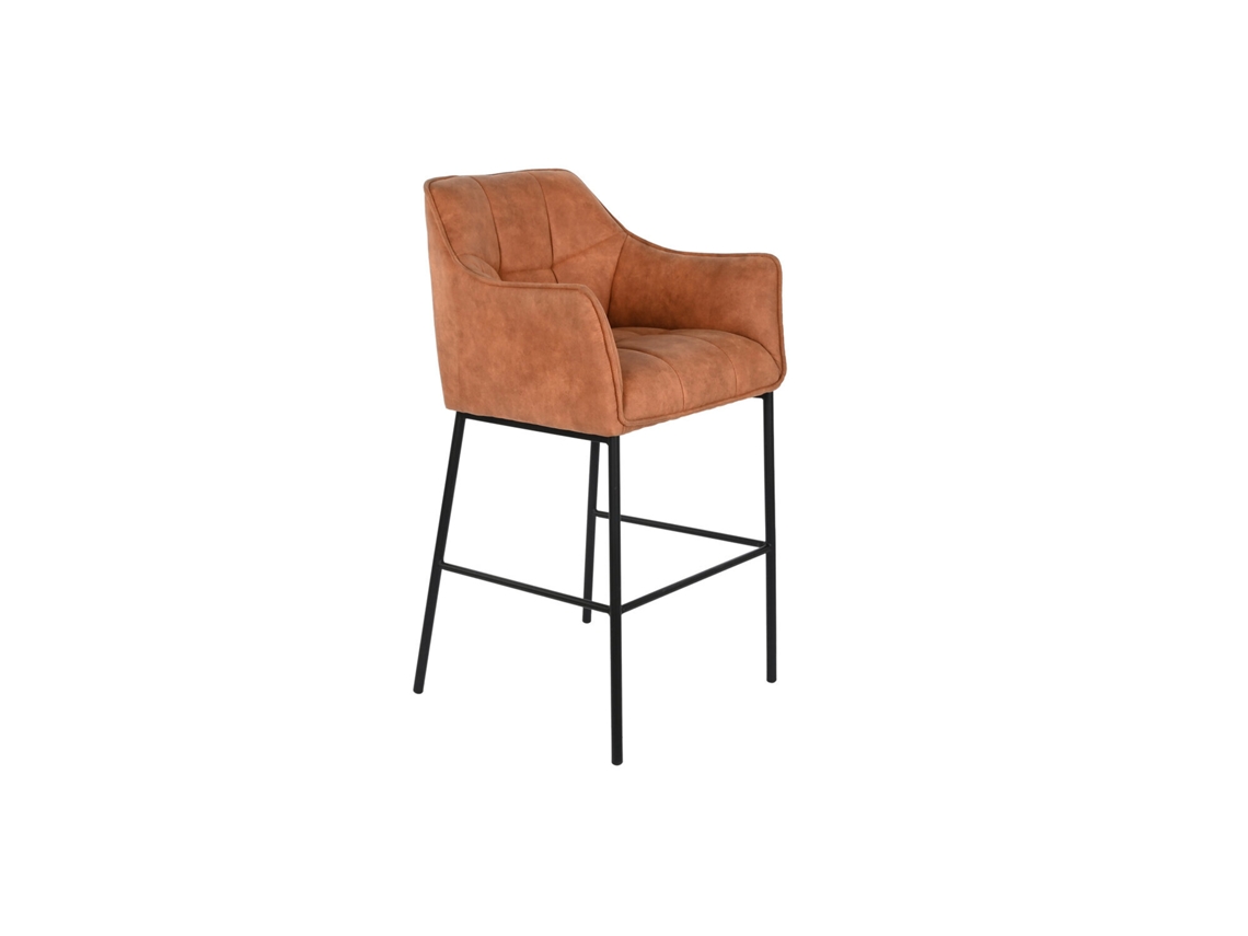 Banqueta de metal em microfibra com acabamento em imitação de couro, 59x60x107cm ALEXANDRA HOUSE LIVING