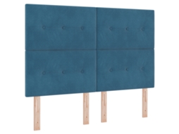 Conjunto 1 Cabeceira Estofada Vidaxl Azul Veludo (144 Cm)