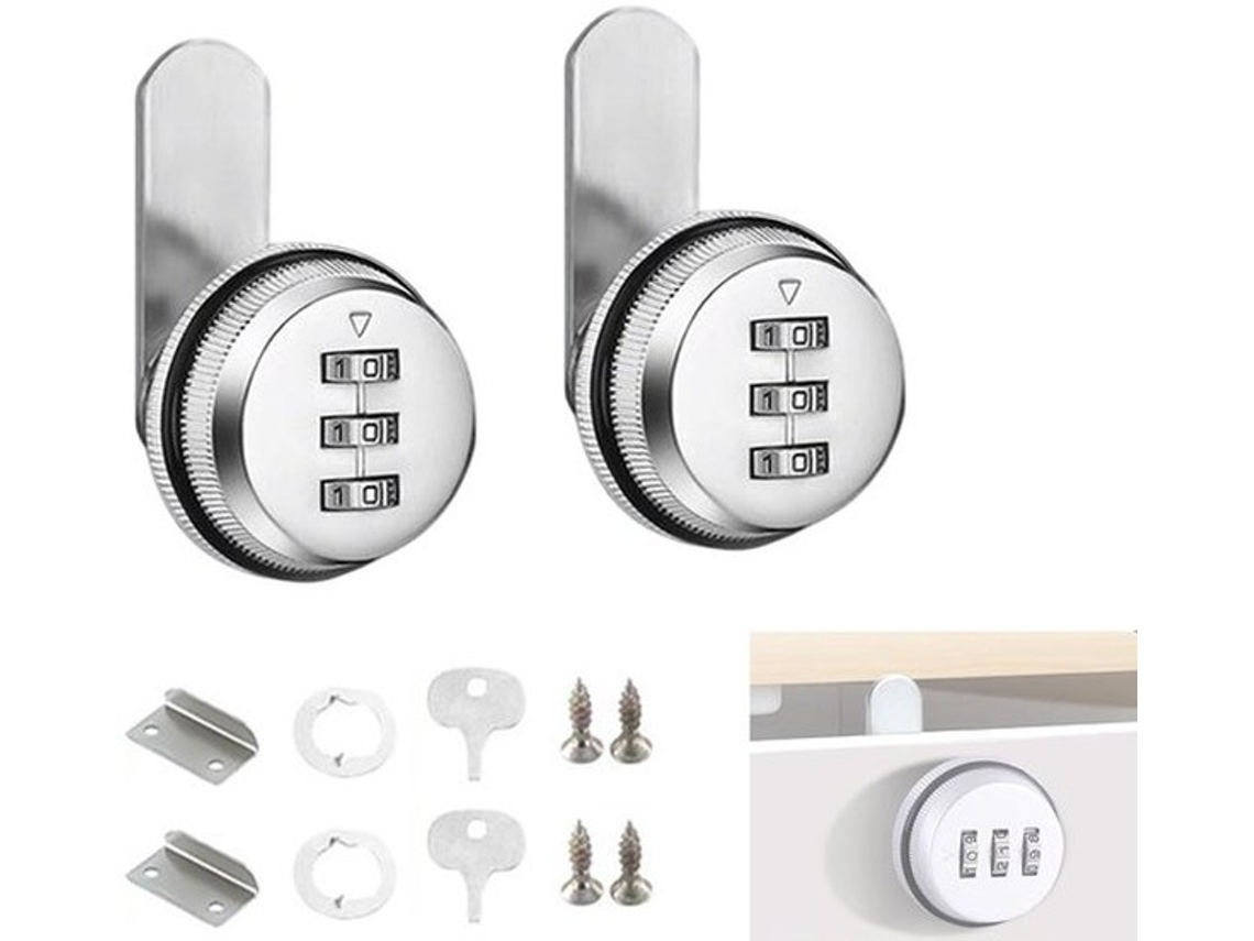 Conjunto De 2 - 3-cifras - Combinado De Segurança Contra Roubo - Aço Inoxidável - Chave De Emergência Inclusa - Flexível E Prático
