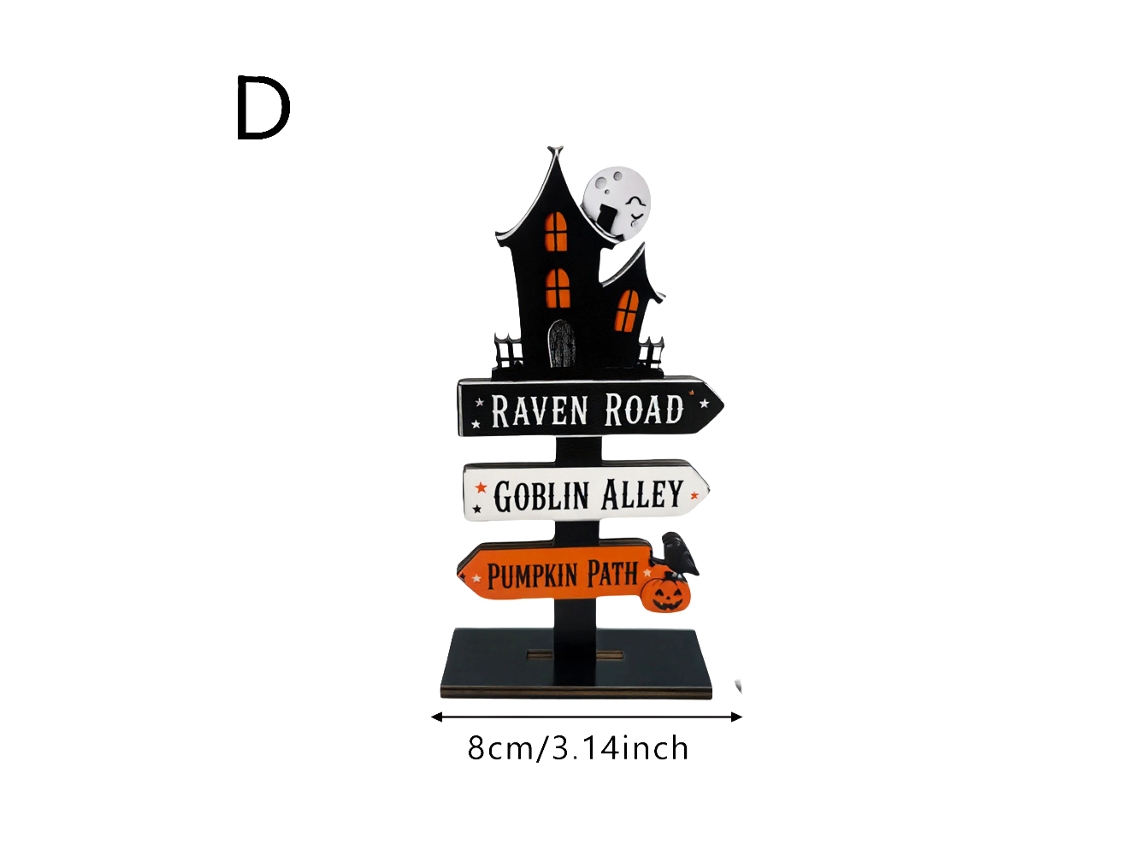 Laxiscreed Decoração De Halloween Em Madeira Com Lua, Gato Preto E Abóbora, Presente Artesanal 2d