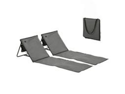 Conjunto de 2 Esteiras de Praia Dobráveis com Encosto Reclinável e Alça de Transporte 142x51x40cm Cinza BTFORUS
