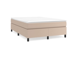 Cama com Molas Couro Artificial Cappuccino MAISON EXCLUSIVE 140x190 cm