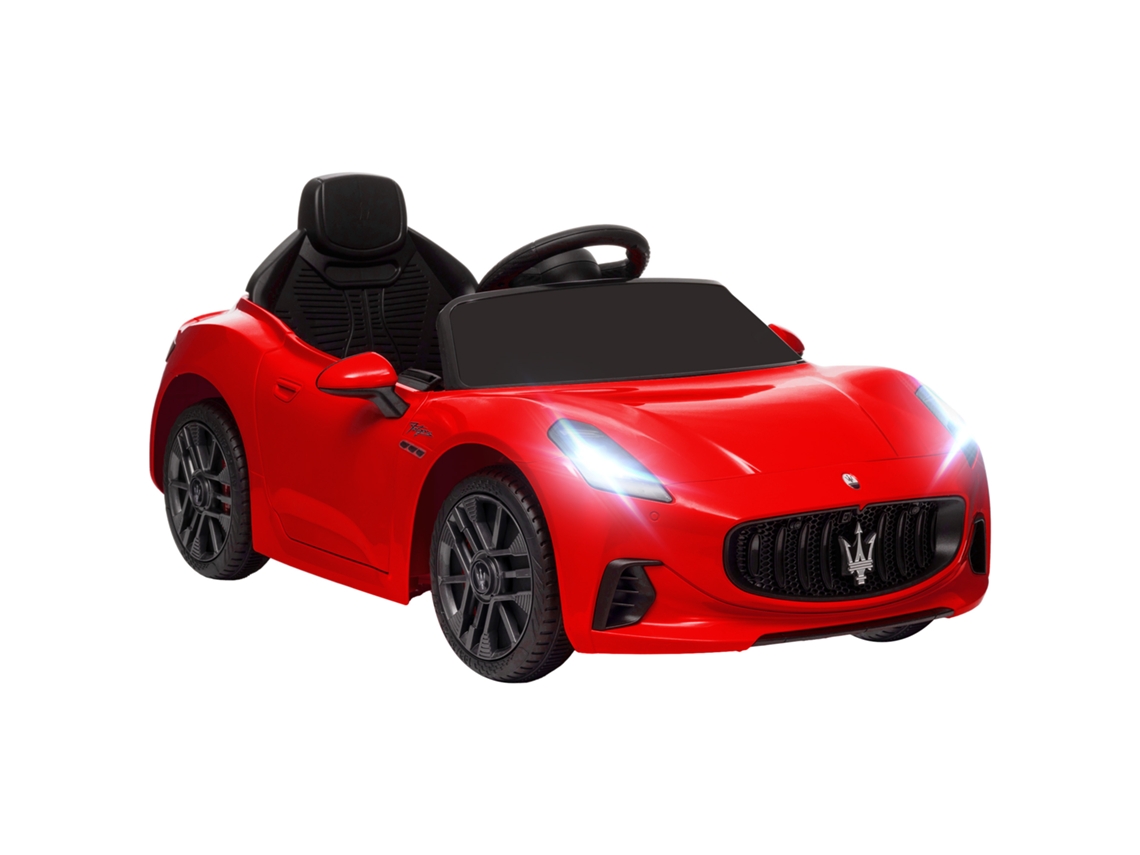 Carro Elétrico para Crianças Maserati Gran Turismo Folgore 12v Controlo Remoto Faróis Buzina e Música Mp3 98x59x43 Cm Vermelho pt