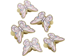 Conjunto de 5 clipes de papel metálicos em formato de borboleta para livros, clipes decorativos clássicos, acessórios para