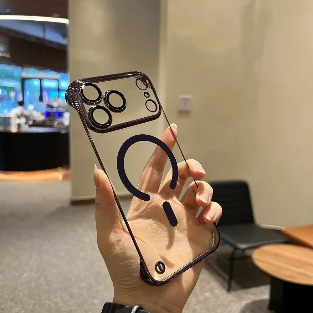 (roxo, Iphone 17 Pro) Capa Ultrafina Sem Moldura Em Policarbonato Eletrogalvanizado, Compatível Com Carregamento Sem Fio Magsafe.