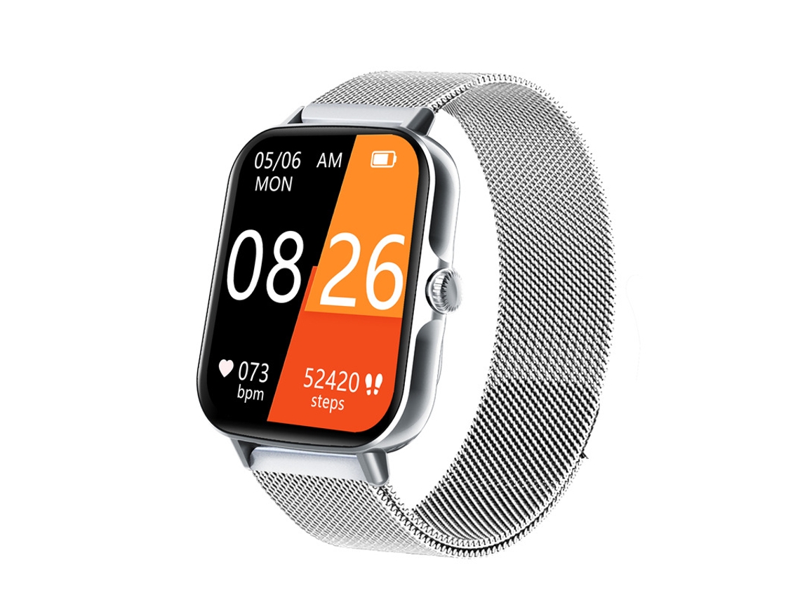 SHAH ARPAN F107 Relógio Inteligente Bluetooth Call Voice Assistant Mede Açúcar no Sangue e Temperatura Corporal Aço Prateado