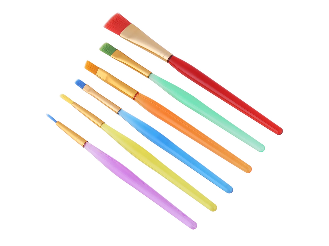 6pcs/set Pincéis De Pintura De Nylon Coloridos Para Acuarela Artigos De Arte Infantil