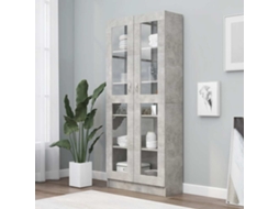 Vidaxl Armário Vitrine 82,5x30,5x185,5cm Derivados Madeira Cinzento