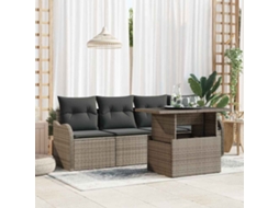 Vidaxl Conjunto De Sofá De Jardim Com Almofada Manual 5 Pcs Cinzeto