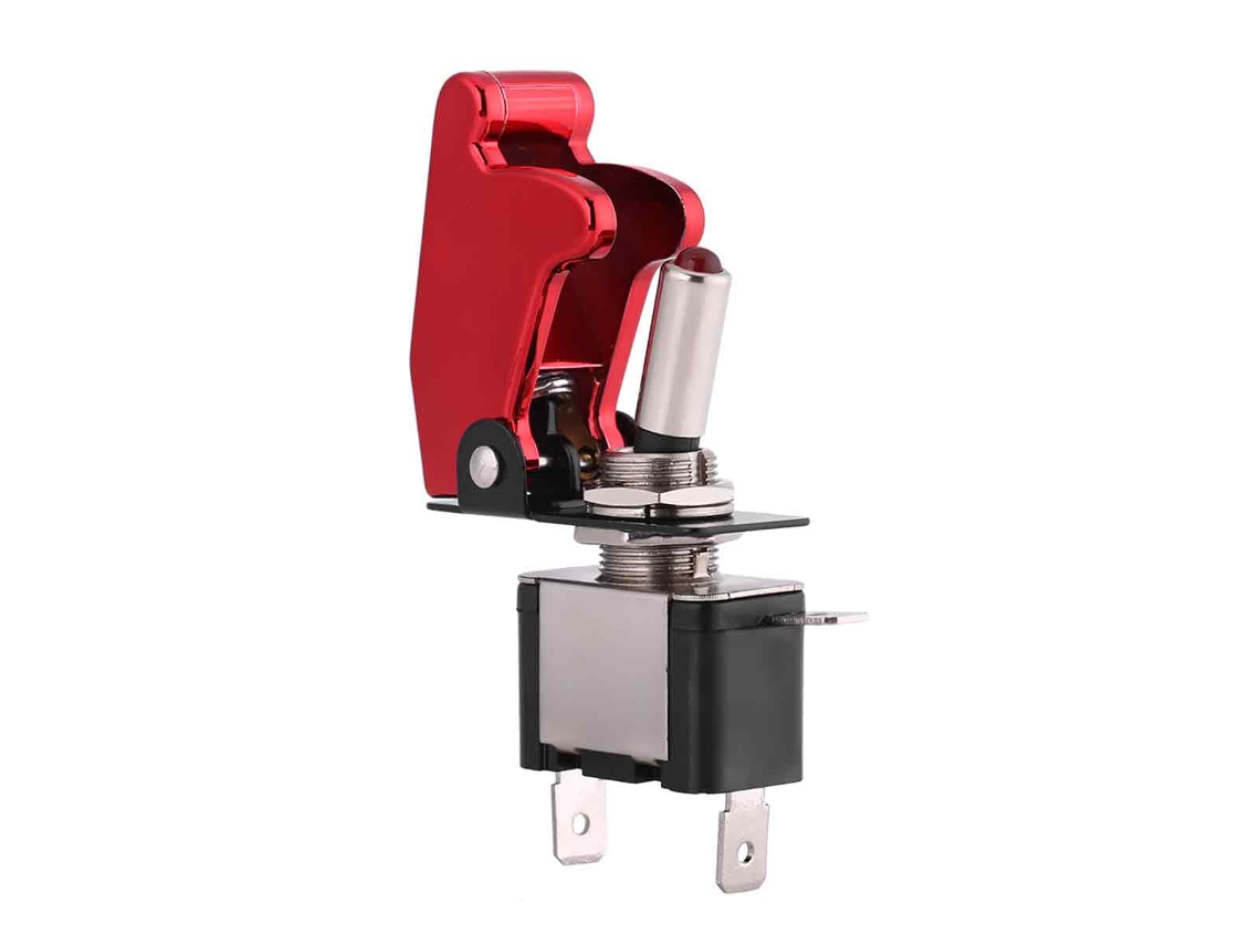 Interruptor Basculante Spst De 12v 20a Com Capa Vermelha Para Carro Corrida, Lâmpada Led, Controle De Ignição Liga/desliga